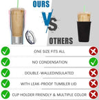 Universal Iced Coffee Sleeve - Upgraded Double Wall Reusable Stainless Steel Holder Sleeves Insulator for Cold Drinks Fits Starbucks Dunkin Donuts McDonalds Small Medium Large Cup (Pink Blue) - Image 4