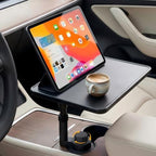 Car Desk for Laptop，Car Tray with 360° Rotating Cup Holder,Adjustable Height, Black Leather Texture Color Compatible with Tesla Model 3/Y/S, Ford，Toyota Sienna/Most Vehicles by MLTXPGCN