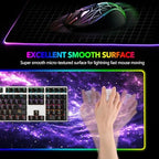 AIMSA RGB Mouse Pad LED Gaming Mouse Pad with 14 Lights Modes, Non-Slip Rubber Base Computer Carpet Desk Mat for PC Laptop (35.4 x 15.8 inch) Purple Blue Nebula - Image 3