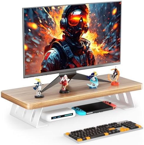 Monitor Stand Riser, 24 Inch Wood Desk Monitor Riser for Laptop/PC/Printer by NestNeatHome