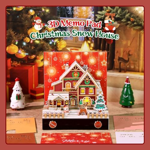 3D Calendar 2027,3D Desk Calendar 2027,Christmas Snow House Time Piece Calendar 2027,3D Memo Pad Creative Tear Away Weekly planner Carving Art Calendars Notepad,Christmas Gift,New Year's Gift,paper sculpture calendars (Christmas Snow House) - Image 5