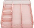 Annova Desk Top Organizer Tray for Office Organization - Metal Mesh - Storage Tray with Dividers for Pens, Desktop Accessories, Bathroom, Kitchen, Makeup and Office Supplies (Large, Light Pink) - Image 4