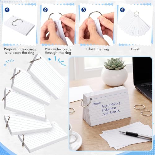 Yexiya 1000 Pcs 3 x 5 Inch Index Cards with Rings Hole Punched Notecards - Image 4
