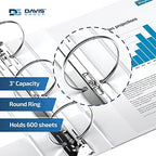 Premium Economy 3-Ring Binder, Spine Label, 3" Round Rings, White, 6 Pack - Image 2