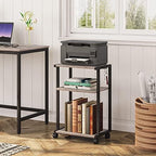 HOOBRO Mobile Printer Stand, 3-Tier Printer Cart Under Desk with Storage, Industrial Adjustable Rolling Cart, Sturdy Little Table on Wheels for Home Office BG28PS01N1 - Image 2