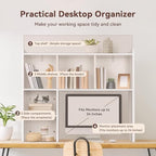 35.5" Dorm Desk Hutch White, Desktop Bookshelf with 5 Shelves - Image 6