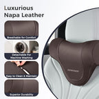 Coverado Car Headrest Pillow, Ergonomic Memory Foam Car Neck Pillow for Driving Seat with Adjustable Strap, Soft PU Leather Breathable Removable Cover Neck Support for Neck Pain Relief - Image 6