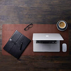 Gallaway Leather Desk Mat, Office Writing Desk Pad, Large 36" x 17" Dark Brown, for Top of Desks, Gift Ready Elegant Computer Desk Cover Protector PU Leather - Image 3