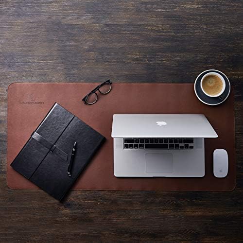 Gallaway Leather Desk Mat, Office Writing Desk Pad, Large 36" x 17" Dark Brown, for Top of Desks, Gift Ready Elegant Computer Desk Cover Protector PU Leather - Image 3