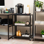 Mind Reader Rolling Cart, Rolling Cart, Microwave Stand, 3-Tier, Coffee Cart, Office, Metal, 23" L x 12" W x 30" H, Black - Image 2