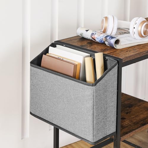 MAHANCRIS Printer Stand with Storage Bag, 3-Tier Mobile Under Desk Printer Cart with Wheels, Wood Rolling Printer Table, Organizer Shelf for Study, Office, Living Room, Rustic Brown PTHR2201 - Image 5