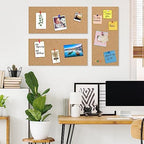 AKTOP Cork Board Bulletin Board 17"x8", 1/2" Thick Cork Board Tiles 6 Pack, Small Pin Board for Wall Decor, Self Adhesive Corkboards with 60 Push Pin Wood Clips for School, Home & Office - Image 2