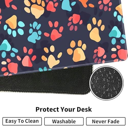 Large XXL Gaming Desk Mat 31.5"x 11.8", Ergonomic Keyboard Wrist Rest & Mouse Pad Wrist Rest + Coaster Set, Non-Slip Base, Memory Foam, Office and Home, Color Dog Paw Prints - Image 5
