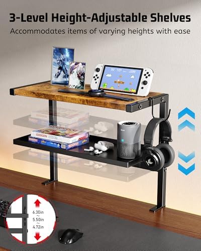 2-Tier Clamp Desk Shelf, No-Drill Under Desk Storage Clamp - Image 4