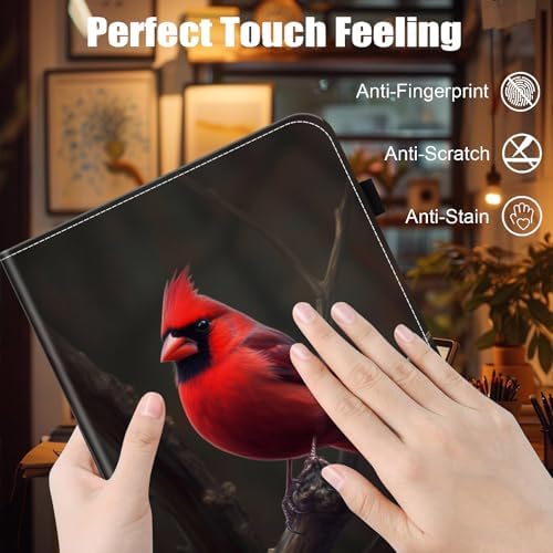 Case for Samsung Galaxy Tab S10 FE Plus 13.1 Inch 2025 Model (SM-X620/X626),Card Slot PU Leather TPU Case Pen Holder Auto Wake Sleep,Red Cardinal Bird - Image 6