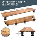 Nordik Dual Monitor Stand Riser -Hardwood Acacia Monitor Shelf 42x10.5 in - Image 4