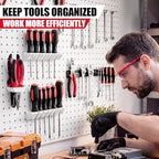 Novabright 6 Pieces Pegboard Organizer Accessories Set, Screwdriver Holder and Double Hole Pliers Holders, Pegboard Tool Hangers for Screwdrivers, Pliers, Scissors Wall Garage Workshop Storage(White) - Image 6