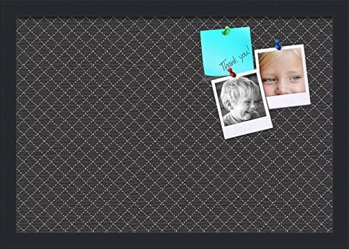 PinPix 19x13 inch Cork Bulletin Board. This Decorative Framed Pin Board Comes with Diamond Pattern in Black Design and Satin Black. Ideal for Home, Office Decor or School (PinPix-120) by PinPixBulletinBoards