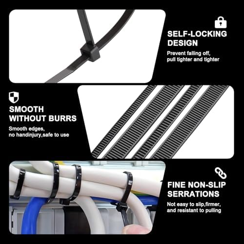 Zip Ties 12 Inch -2500 Pcs Black Zip Ties for Indoor and Outdoor Use - Image 4