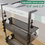 Multi-Model Under Desk Cable Management Tray 2 Packs Metal Under Desk Wire Management Clamp Mount Under Table Cord Management No Damage The Desk (Black) - Image 6