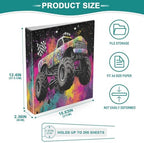 Monster Truck Moon Round Ring Binders 1.5 Inch 3 Ring Binder with Clipboard Holds 200 Sheets Office Home School - Image 4