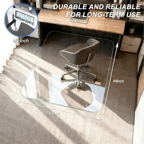 Kuyal Chair Mat for Carpet, Heavy Duty Tempered Glass Office Chair Mat - Image 2