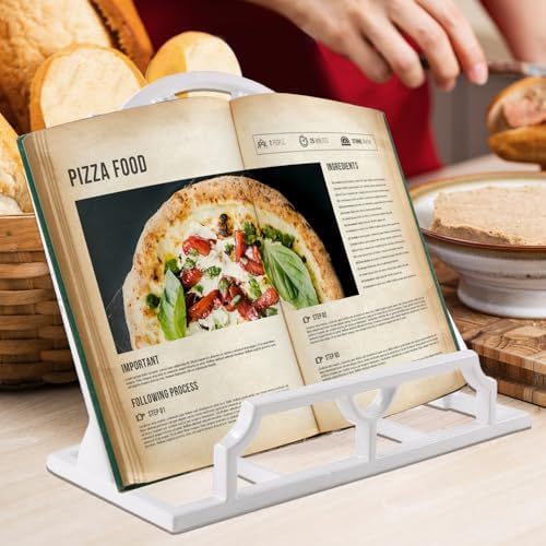 JOGREFUL Cast Iron Cookbook Stand, Kitchen Recipe Holder Trellis White - Image 5