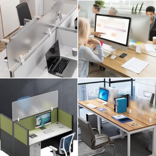 Frosted Acrylic Desk Divider, Free Standing No Drill Clamp-On Office Desk Partition Privacy Screen,Translucent Desk Cubicle Divider for Office Workspace Classroom(39" W x 12" H, 2Pcs) - Image 6