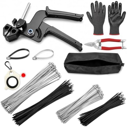 300 Pcs Metal Zip Ties Gun Kit, Heavy Duty Stainless Steel Zip Ties by PEGCRAF