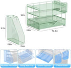 gianotter 4-Tier Desk Organizer with Drawers, File Holders, Letter Trays and Pen Holders - Workspace Accessories for Office Supplies (Sage Green) - Image 5