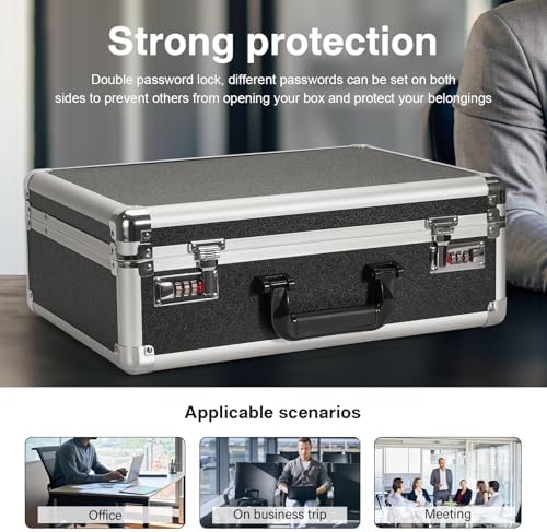 LOCKCURX File Organizer Storage Box, 18.9 x 14.6 x 6.3 Inch Metal Briefcase - Image 4