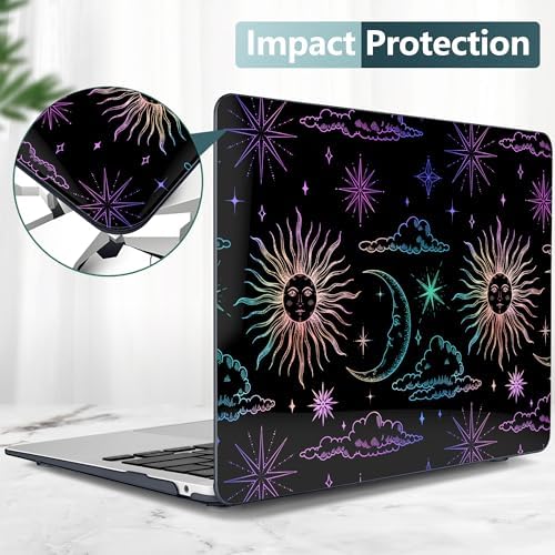 DONGKE Compatible with MacBook Air 13 inch Case 2021 2020 2019 2018 Release A2337 M1 A2179 A1932 with Retina Display & Touch ID, Plastic Hard Shell & Keyboard Cover - Sun & Moon - Image 6