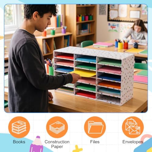 Fuutreo 2 Pcs Classroom Construction Paper Storage,Colorful Polka Dots - Image 6
