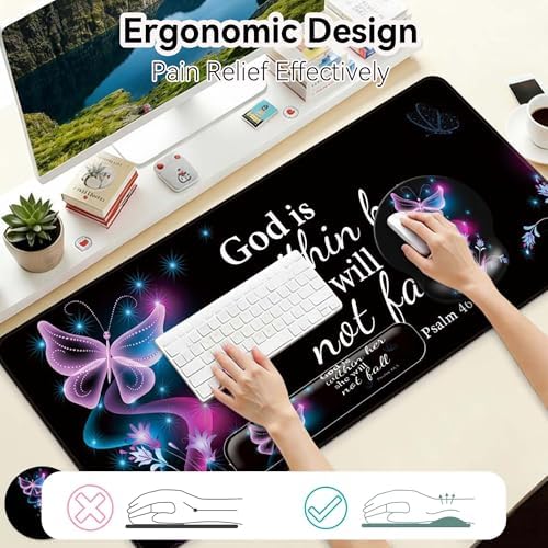Desk Mat Set Keyboard and Mouse Pad with Wrist Rest Support - Image 3