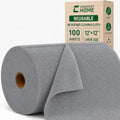 Reusable Microfiber Cleaning Cloth Roll - 100 Pack, 12"x12" Washable Tear-Away Paper Towels, Lint-Free & Streak-Free Rags for Kitchen, Glass, Cars, Electronics, Workshop and Garage(Cloud Gray) by CHAUNCEYHOME