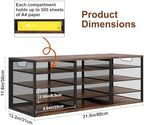 TQVAI 12 Compartments Desktop Literature Organizer, Metal Frame Paper Sorter with Handles, Heavy Duty Mailbox for Classroom and Office, Wood File Organizer for Document, Bill, Magazine, Antique Brown - Image 2