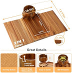 Couch Cup Holder Tray,Acacia Wood Couch Arm Table with Phone Holder, Large Foldable Sofa Arm Tray for Drink Snacks Table - Image 3