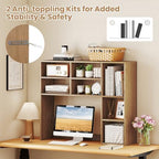 Desk Hutch, Desktop Organizer with 7 Cubes & 3 Adjustable Shelves, 3 Tier Wooden Display Rack, 37” Counter Top Bookshelf for Dorm, College, Home Office, Hutch Top Only - Image 6