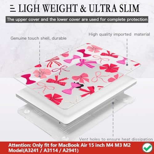 CISSOOK for MacBook Air 15 inch M2-M5 Case 2026 2025 2024 2023 Pink Bows - Image 4