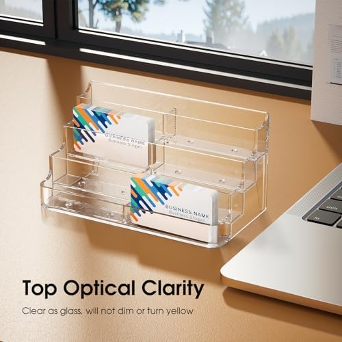 MaxGear 4 Pack Acrylic Business Card Holder, Card Display Stand, 8 Pockets - Image 5