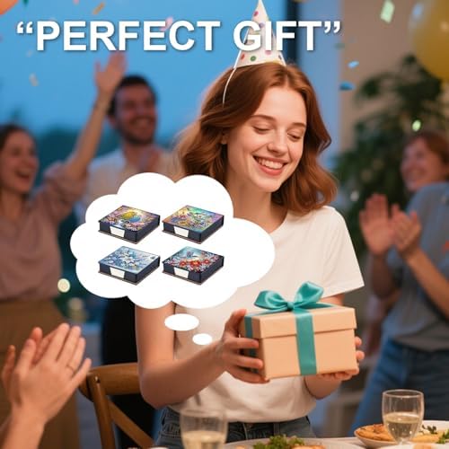 4PCS Diamond Art Painting Notecard Box DIY Craft Sticky Note Box with Total 640 (160 Pages Each) Sheets of Paper for Adults Beginners Desk Organiser(Flowers Birds Dragonflies) - Image 6