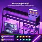AODK 59 Inch L Shaped Gaming Desk with Display Shelves, LED Lights, Black - Image 5