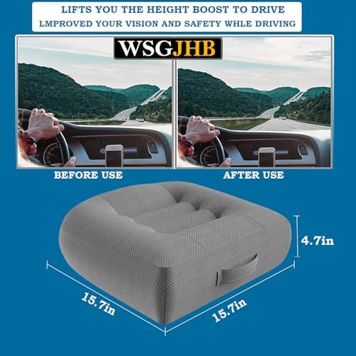 Adult Booster Seat Cushion, Car Seat Cushions for Short People/Thick Office Chair Booster Seat Increase Field ​of View, for Trucks, Car, Office Chair, Home, Wheelchair,Angle Lift Seat Cushion (Grey) - Image 4