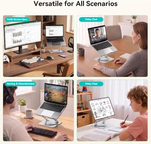 Yottamaster Adjustable Laptop Stand, 360° Rotating Aluminum Silver - Image 7