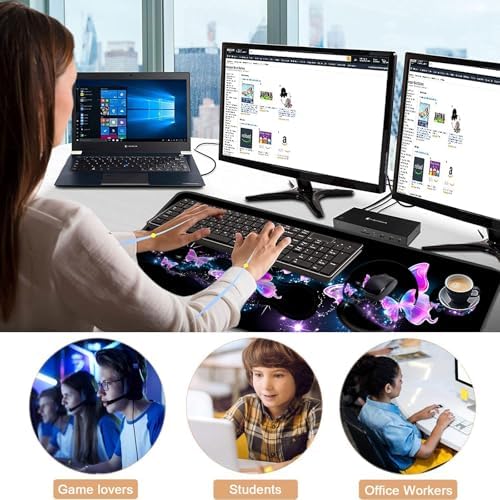 Mouse Pad,Large Pink Desk Mat, 4in1 XXL Mousepad + Keyboard Wrist Rest+Mouse Wrist Rest+Coaster Set with Ergonomic Desk Pad for Home Office Table Computer-Glowing Night Pink Butterflies - Image 7