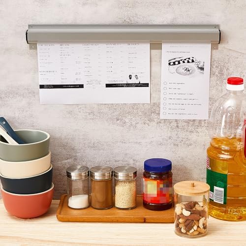 Henoyso 2 Pcs Restaurant Ticket Holder 16/18/24/28/30/32/40/44" Slide Check Rack Receipt Holder Aluminum Silver Order Ticket Rack for Commercial Kitchen Office Cafes Pubs Bar(16 Inch,No Slot) - Image 3