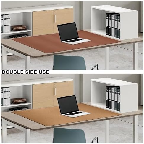 MAIDERN 40” x 24” Leather Desk Pad, Reversible Large Desk Mat, Cork & Leather Large Mouse pad for Desk, Waterproof Computer Desk Pad for Gaming Home Office (Brown) - Image 5