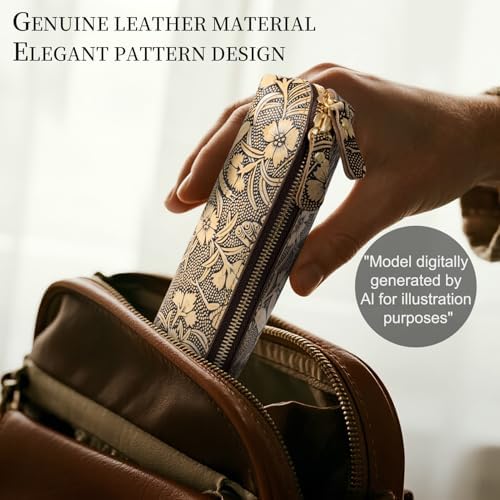 Gexmil Genuine Leather Pen Case, Hand-made Stationery Bag for Work Office - Image 3