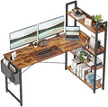 Treesland 55 Inch Computer Desk with Storage Shelves, L Shaped Desk with Storage, Corner Desk with Shelves, Home Office Desks, Bookshelf Desk, Writing Study Desk for Bedroom, Brown by Treesland