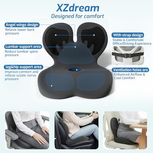 Seat Cushion with Lumbar Support Pillow,Ergonomic Chiar Cushion - Image 4